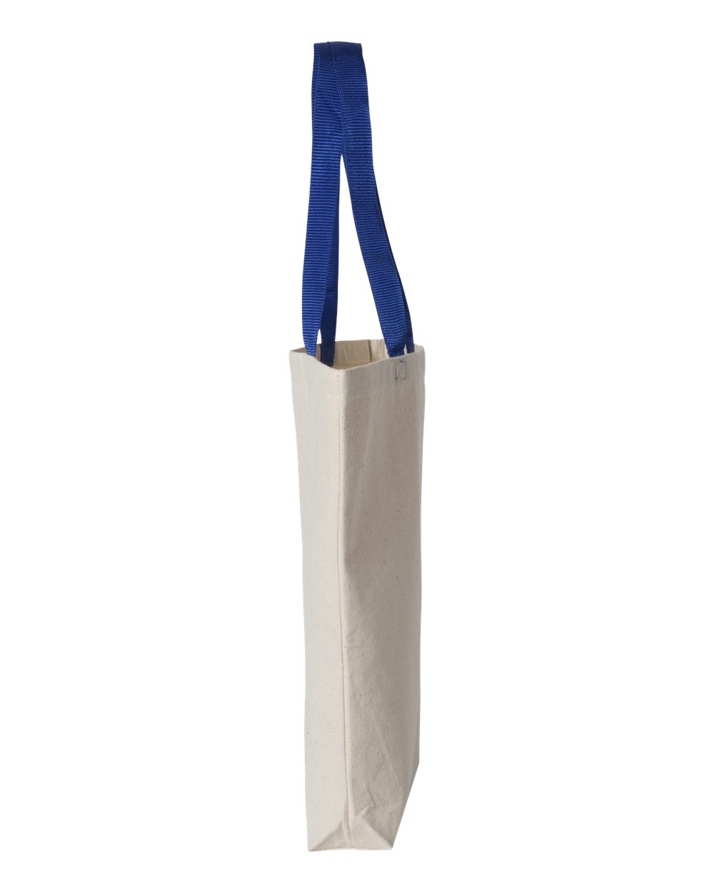 Q-Tees 11L Canvas Tote with Contrast-Color Handles - Q4400 Natural- Royal