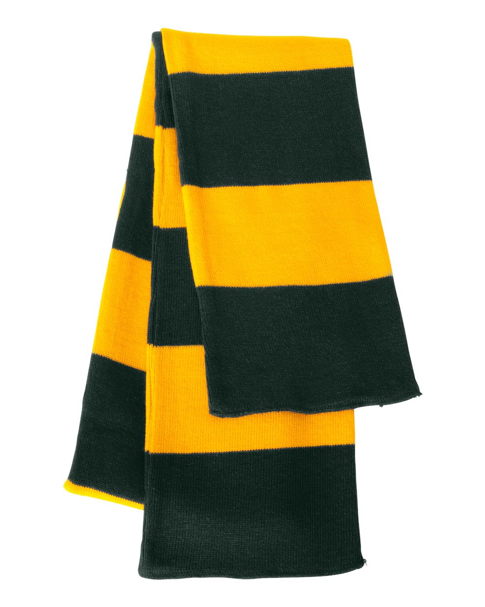 Sportsman Rugby-Striped Knit Scarf - SP02 Forest- Gold