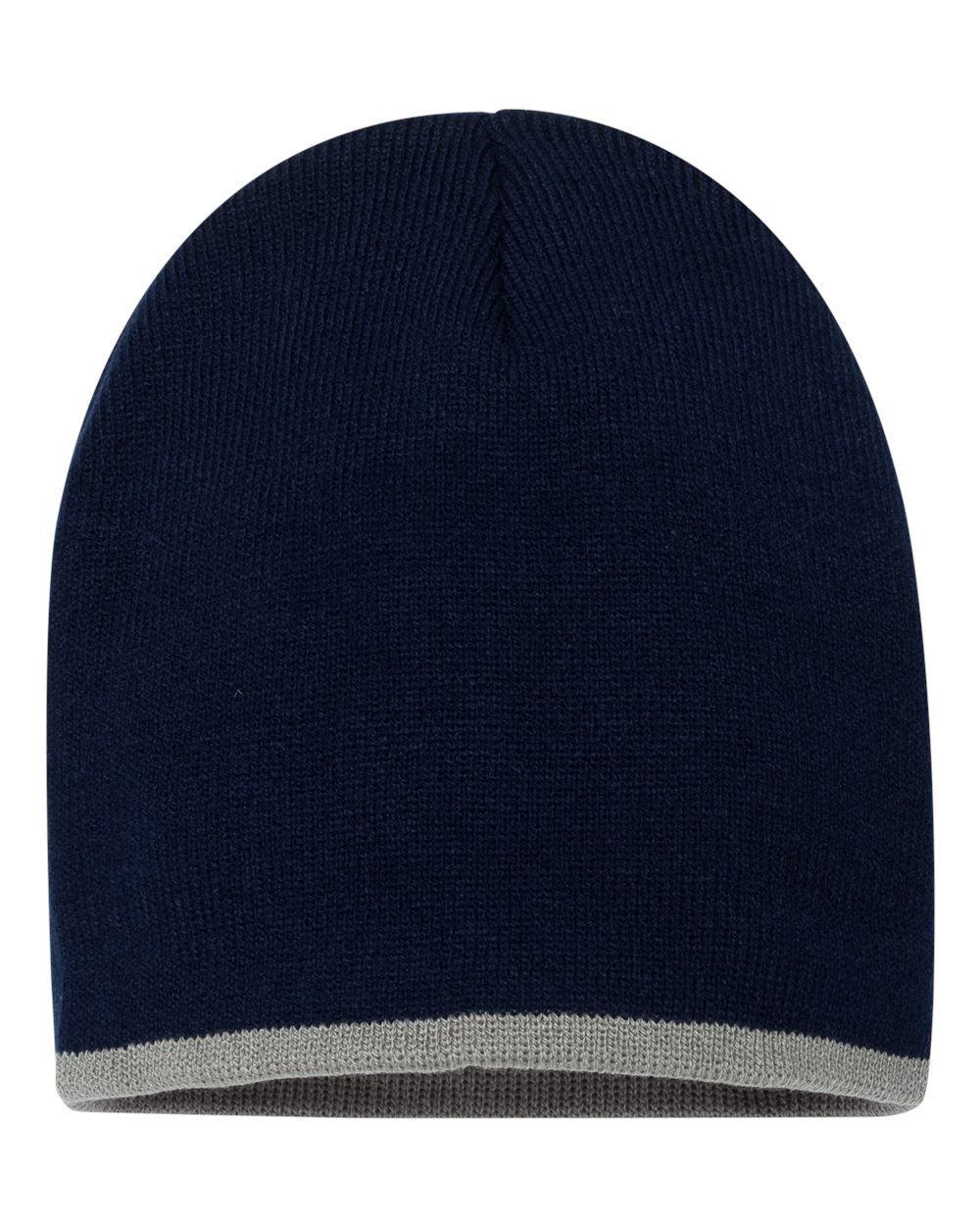 Sportsman 8" Bottom-Striped Beanie - SP09 Navy- Grey