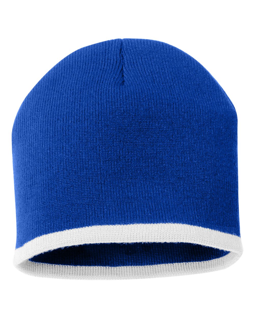 Sportsman 8" Bottom-Striped Beanie - SP09 Royal- White
