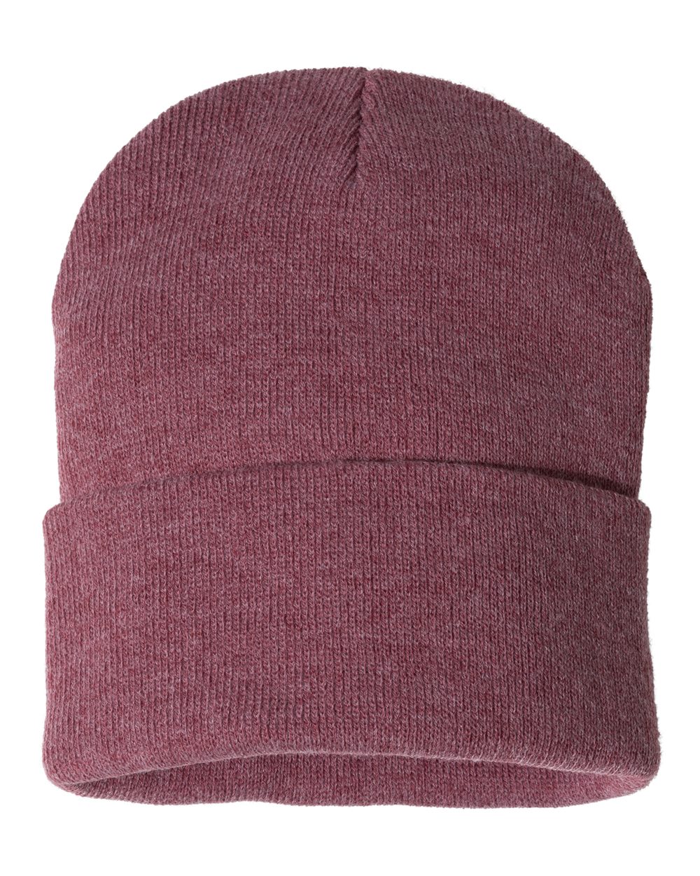 Sportsman 12" Solid Cuffed Beanie - SP12 Heather Cardinal