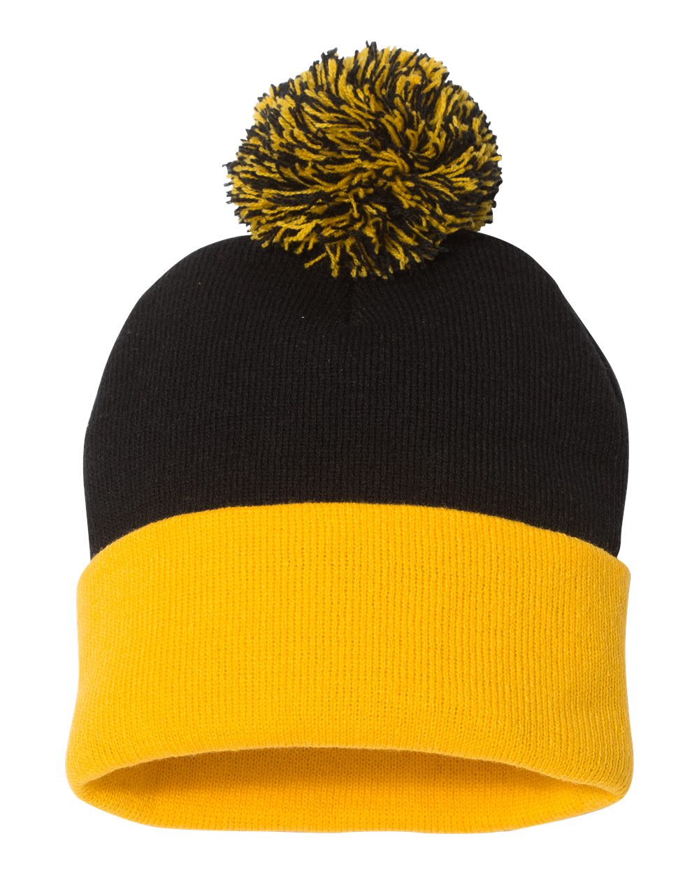 Sportsman 12" Pom-Pom Cuffed Beanie - SP15 Black- Gold