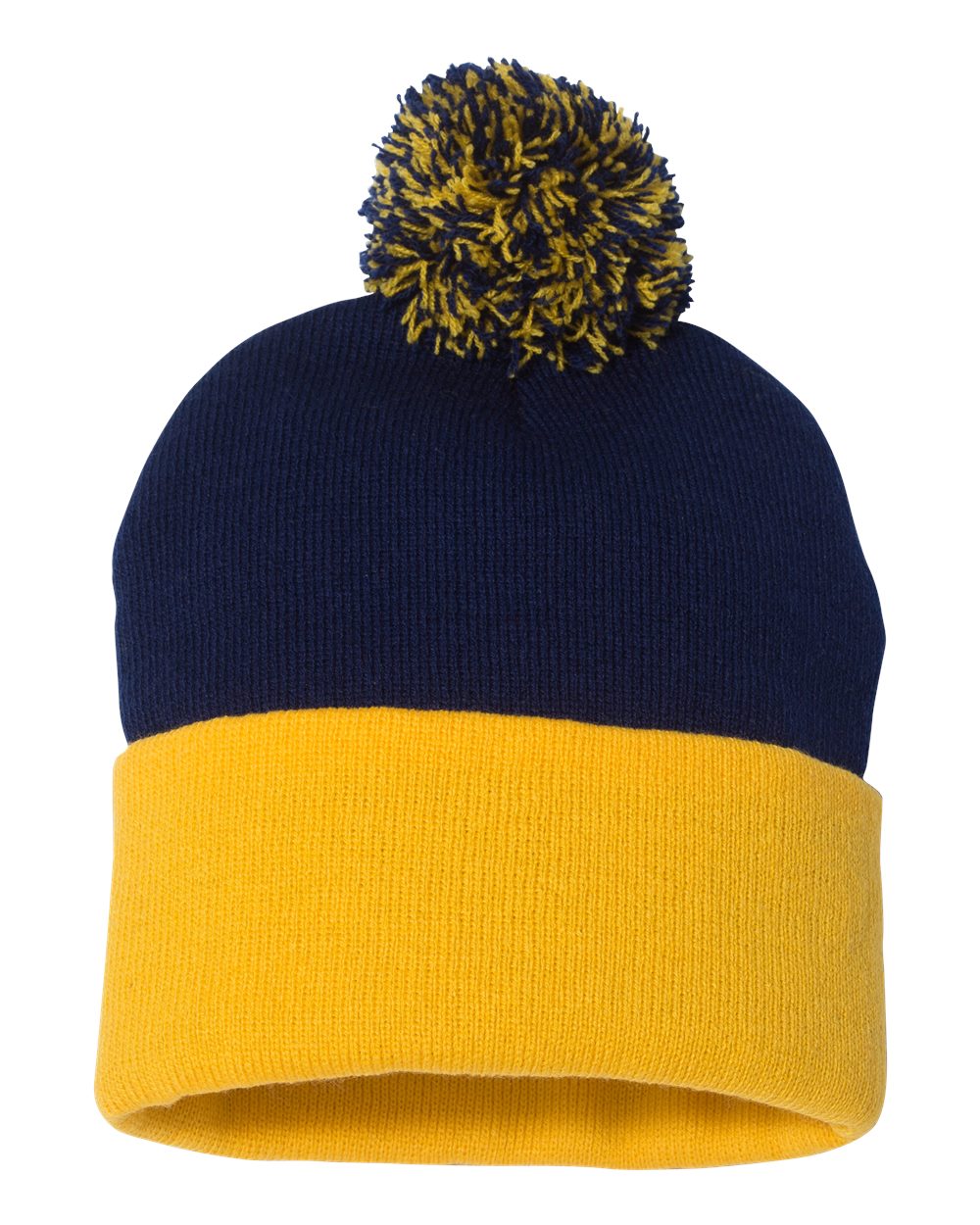 Sportsman 12" Pom-Pom Cuffed Beanie - SP15 Navy- Gold