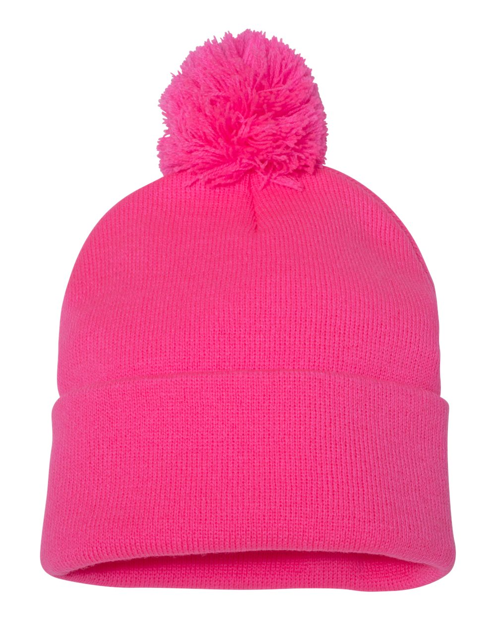 Sportsman 12" Pom-Pom Cuffed Beanie - SP15 Neon Pink