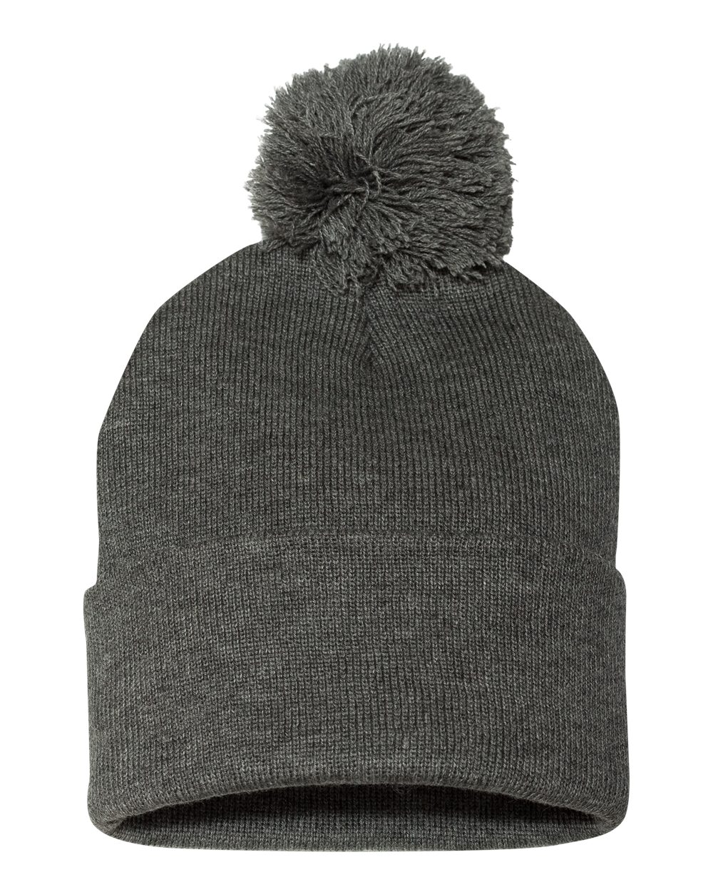 Sportsman 12" Pom-Pom Cuffed Beanie - SP15 Dark Heather Grey