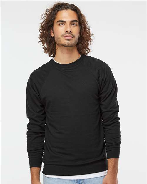 Independent Trading Co. Unisex Icon Lightweight Loopback Terry Crewneck Sweatshirt - SS1000C Black
