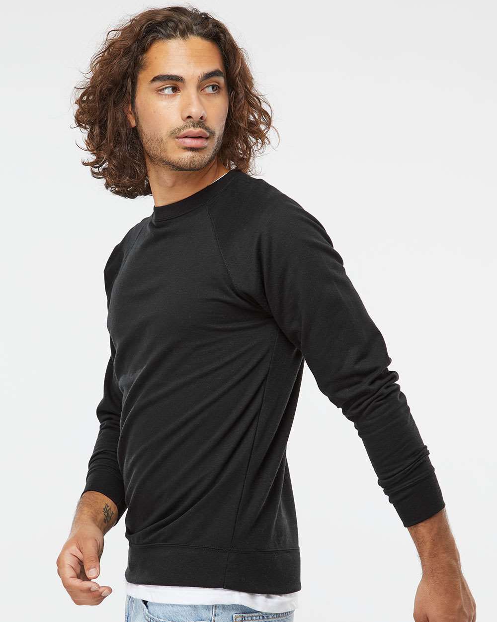 Independent Trading Co. Unisex Icon Lightweight Loopback Terry Crewneck Sweatshirt - SS1000C Black