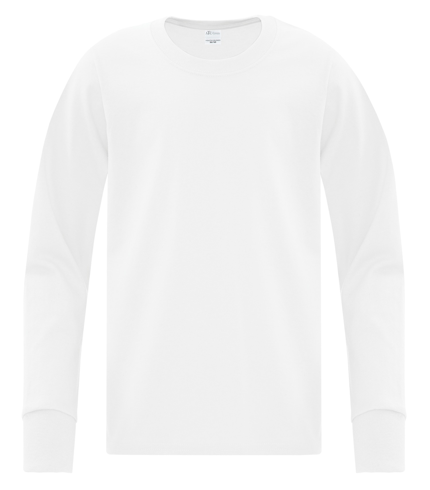ATCᴹᶜ Everyday Collectionᴹᴰ ATC™ EVERYDAY COTTON LONG SLEEVE YOUTH TEE. ATC1015Y White