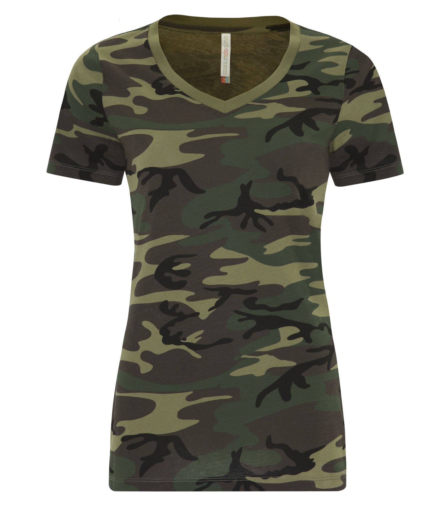 ATCᴹᶜ EuroSpunᴹᴰ ATC™ EUROSPUN® RING SPUN V-NECK LADIES' TEE. ATC8001L Camo