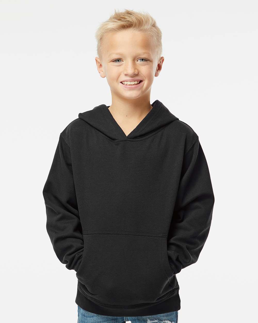 Independent Trading Co. Youth Midweight Hooded Sweatshirt - SS4001Y Black