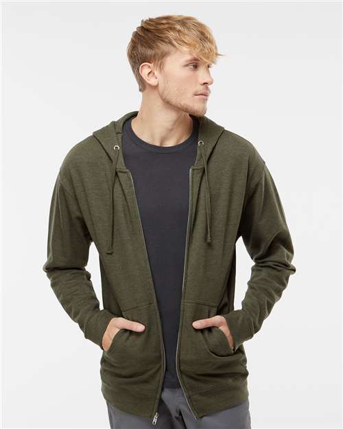 Independent Trading Co. Unisex Midweight Full-Zip Hooded Sweatshirt - SS4500Z Army Heather