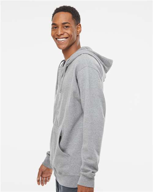 Independent Trading Co. Unisex Midweight Full-Zip Hooded Sweatshirt - SS4500Z Grey Heather