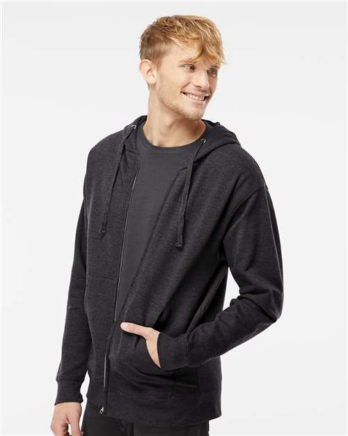 Independent Trading Co. Unisex Midweight Full-Zip Hooded Sweatshirt - SS4500Z Charcoal Heather