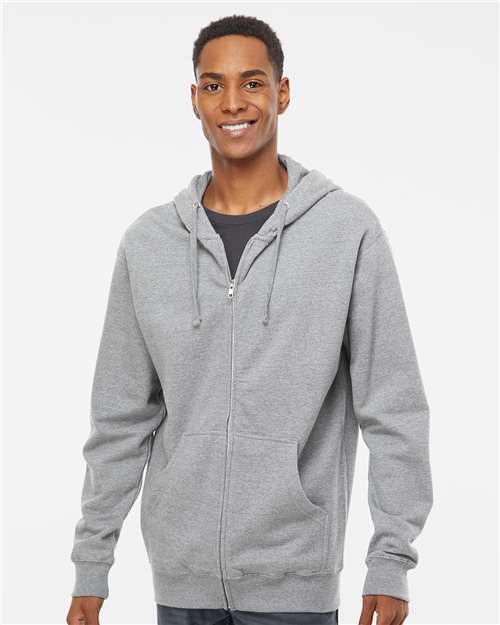 Independent Trading Co. Unisex Midweight Full-Zip Hooded Sweatshirt - SS4500Z Grey Heather