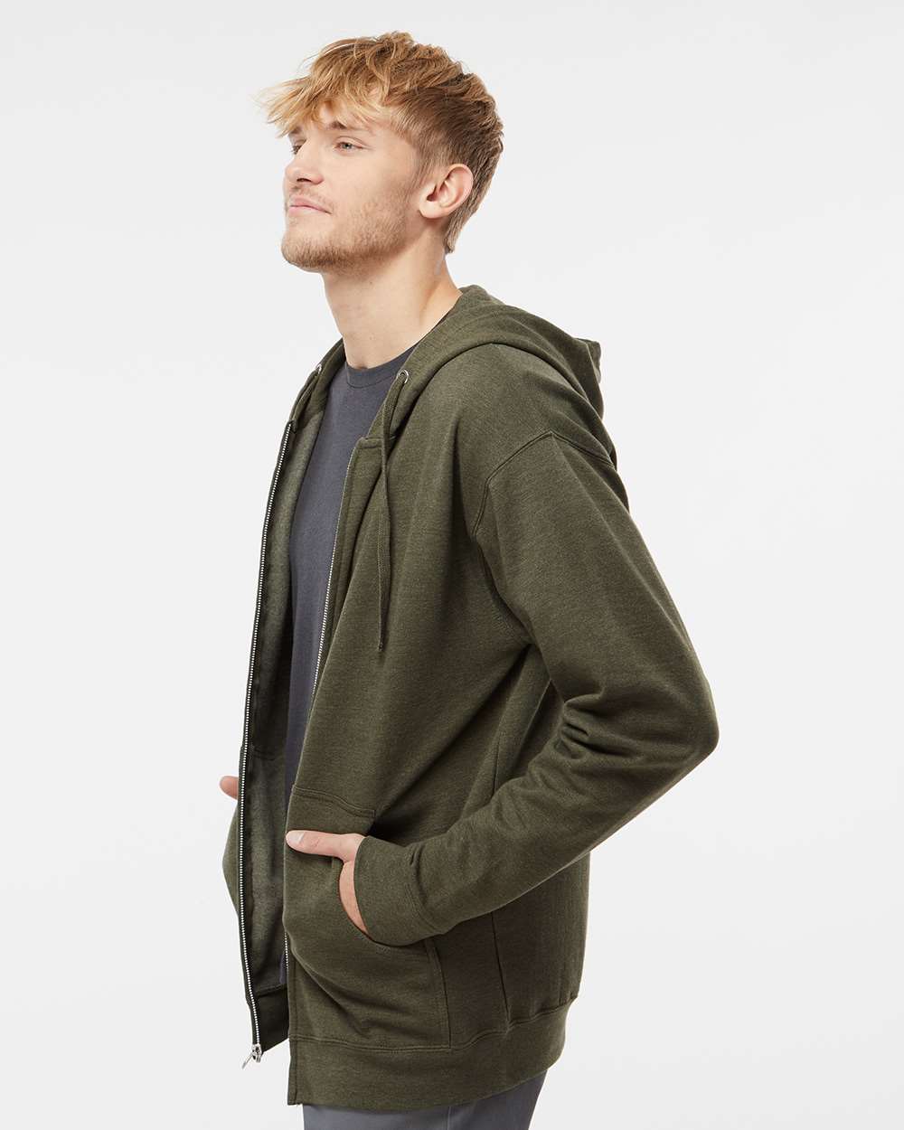 Independent Trading Co. Unisex Midweight Full-Zip Hooded Sweatshirt - SS4500Z Army Heather