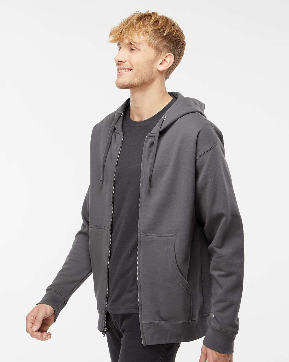 Independent Trading Co. Unisex Midweight Full-Zip Hooded Sweatshirt - SS4500Z Charcoal