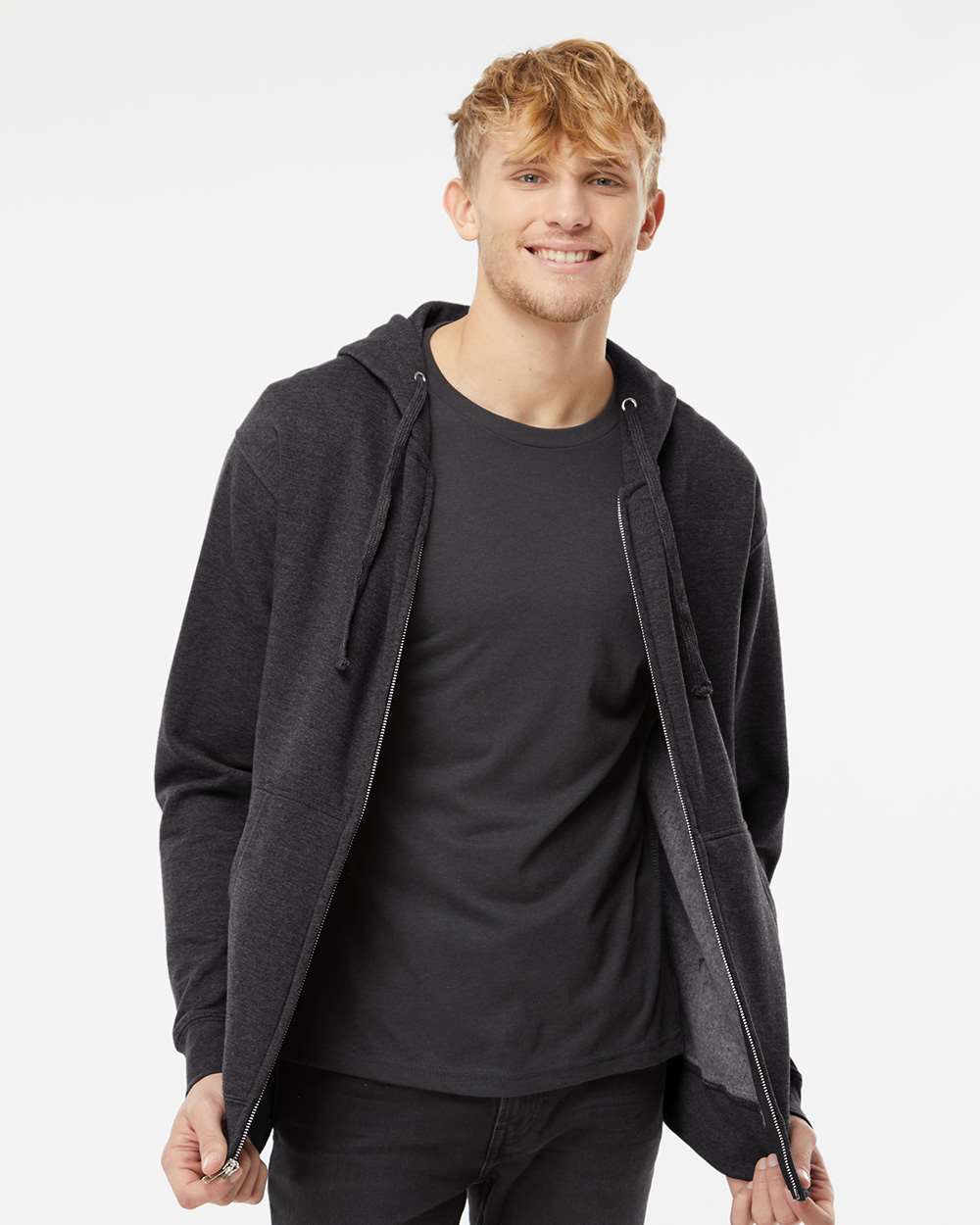 Independent Trading Co. Unisex Midweight Full-Zip Hooded Sweatshirt - SS4500Z Charcoal Heather