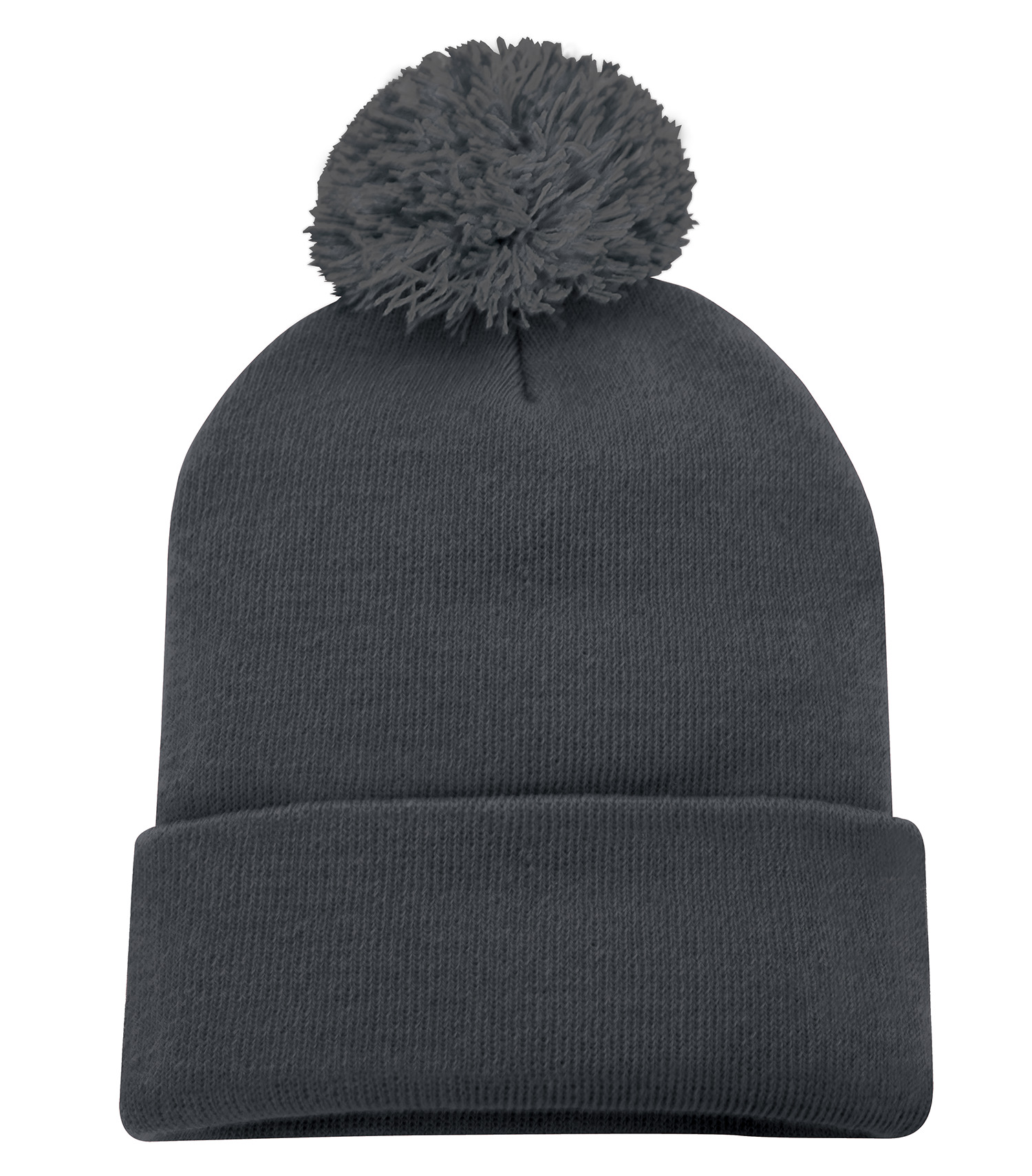 ATCᴹᶜ ATC™ STRIPED CUFF POM POM TOQUE. C1202 Iron Grey