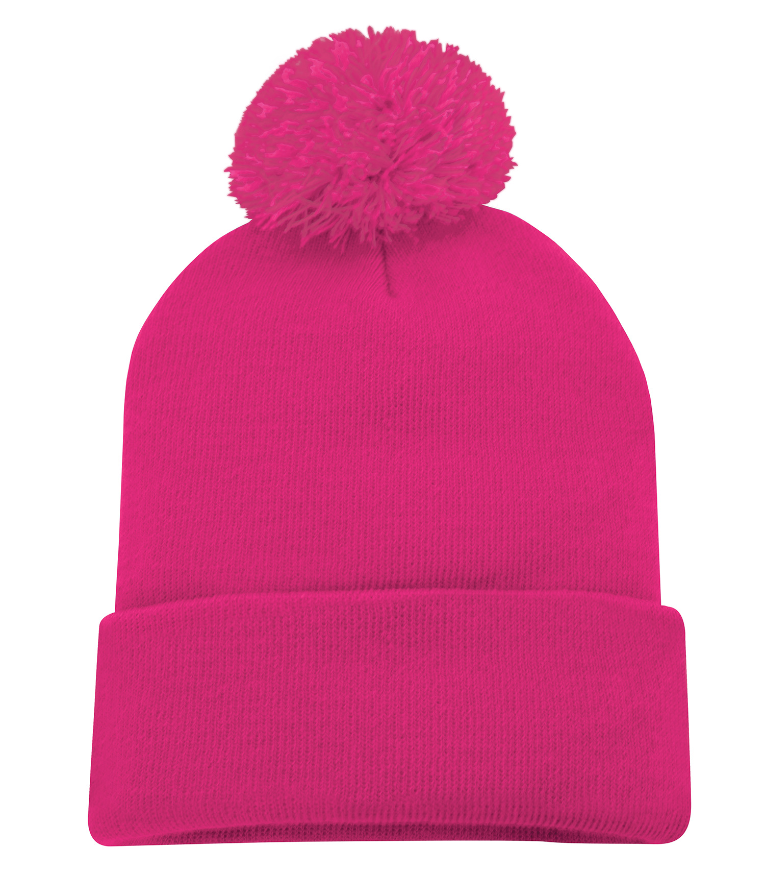 ATCᴹᶜ ATC™ STRIPED CUFF POM POM TOQUE. C1202 Pink Raspberry