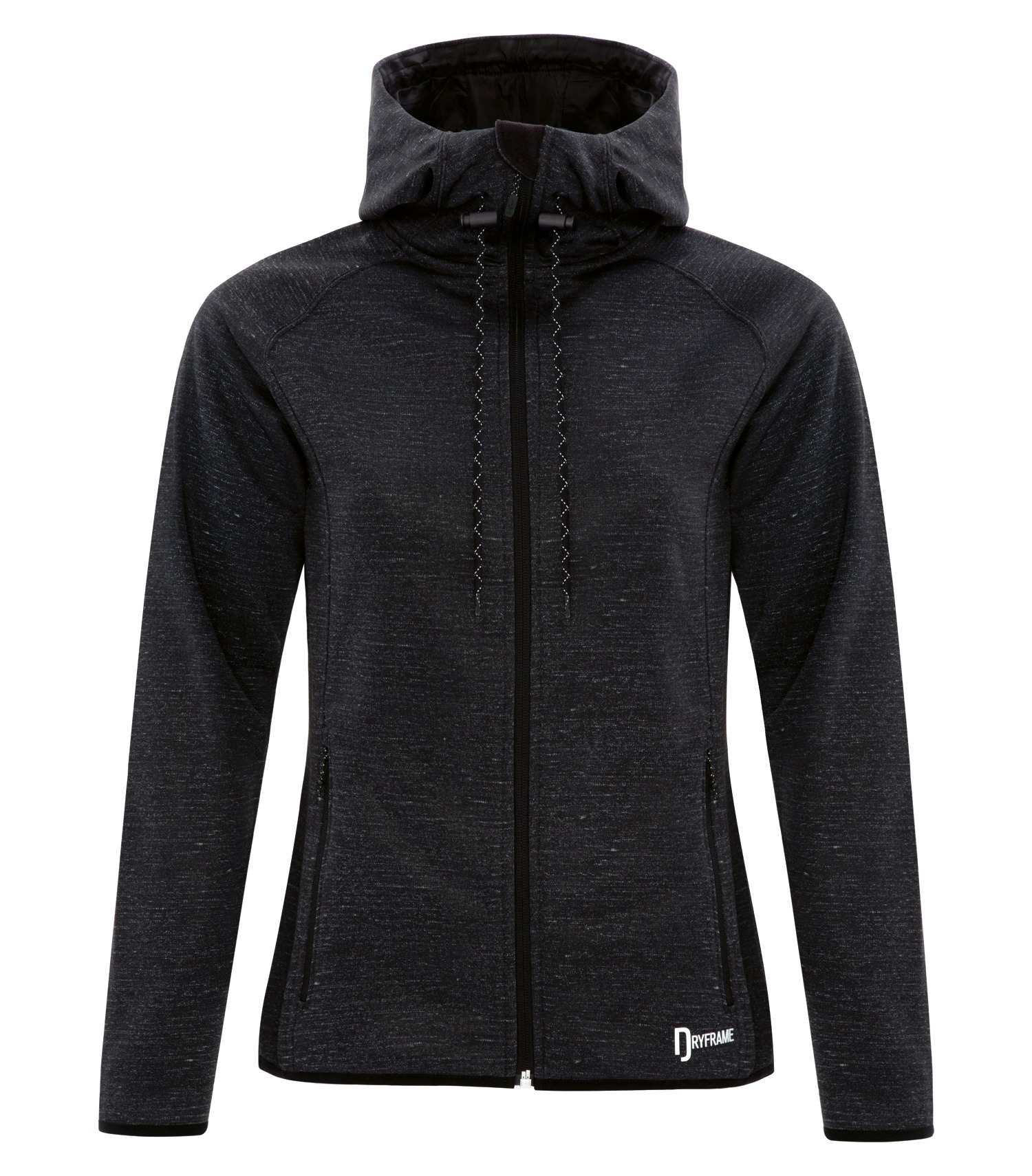 DryFrameᴹᴰ DRYFRAMEᴹᴰ MANTEAU À CAPUCHON À GLISSIÈRE EN MOLLETON HYDRORÉSISTANT DRY TECH POUR FEMMES - DF7655L Black Heather