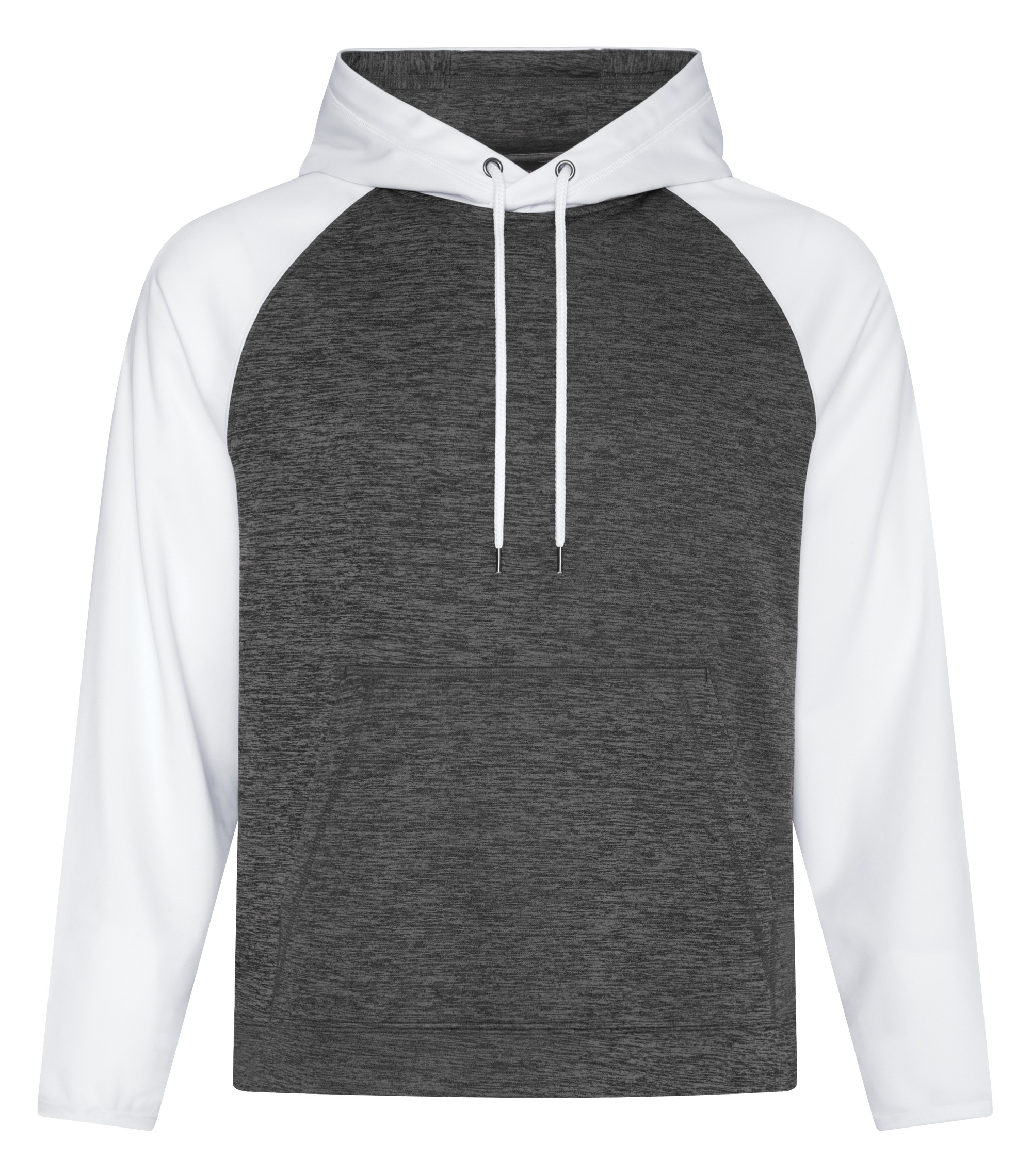 ATCᴹᶜ ATC™ DYNAMIC HEATHER FLEECE TWO TONE HOODED SWEATSHIRT. F2047 Charcoal Dynamic-White