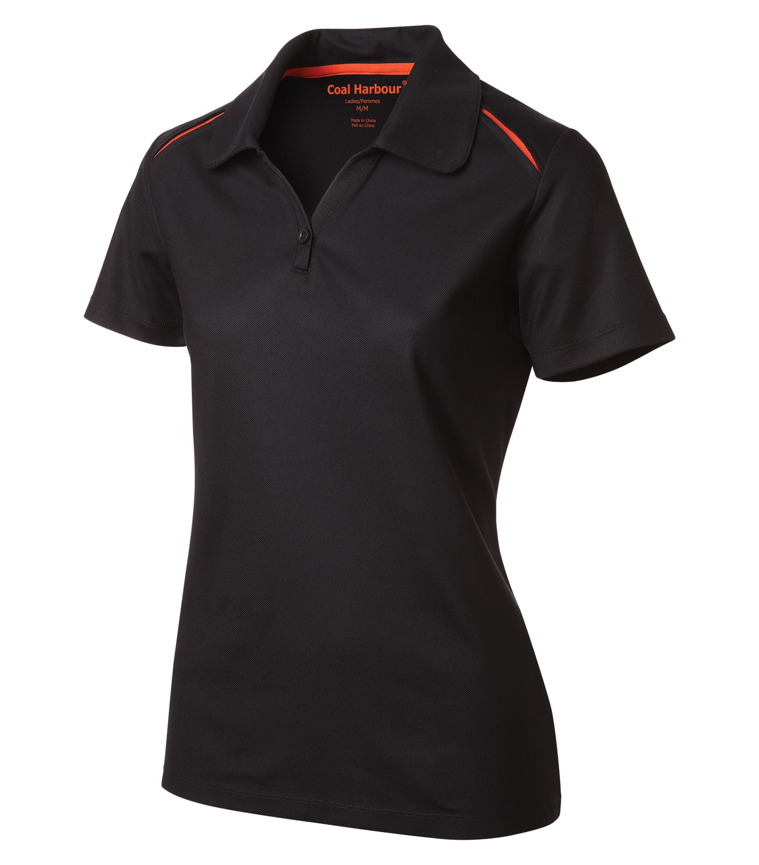 Coal Harbourᴹᴰ COAL HARBOURᴹᴰ POLO RÉSISTANT AUX ACCROCS AVEC INSERTIONS DE COULEURS CONTRASTANTES POUR FEMMES - L4002 Black-Orange