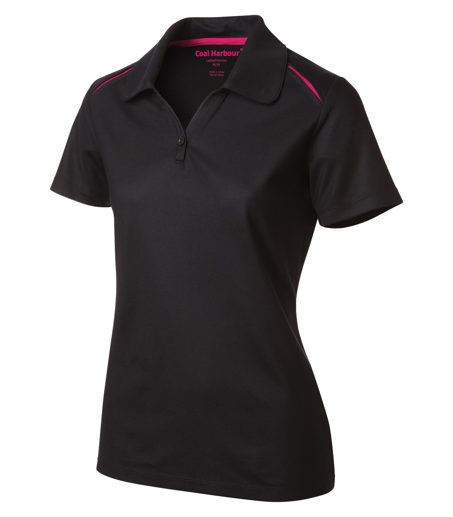Coal Harbourᴹᴰ COAL HARBOURᴹᴰ POLO RÉSISTANT AUX ACCROCS AVEC INSERTIONS DE COULEURS CONTRASTANTES POUR FEMMES - L4002 Black-Raspberry