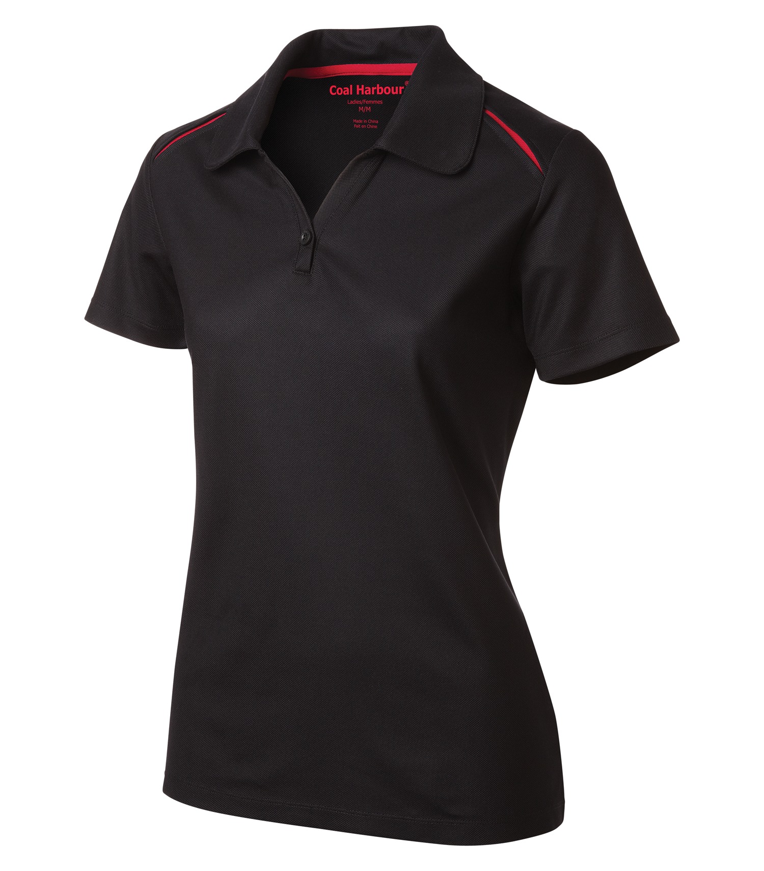 Coal Harbourᴹᴰ COAL HARBOURᴹᴰ POLO RÉSISTANT AUX ACCROCS AVEC INSERTIONS DE COULEURS CONTRASTANTES POUR FEMMES - L4002 Black-Red