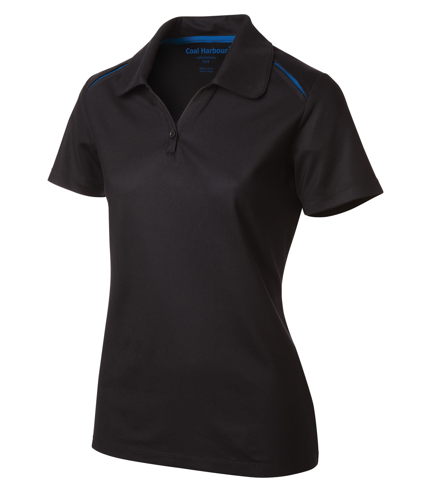 Coal Harbourᴹᴰ COAL HARBOURᴹᴰ POLO RÉSISTANT AUX ACCROCS AVEC INSERTIONS DE COULEURS CONTRASTANTES POUR FEMMES - L4002 Black-Royal