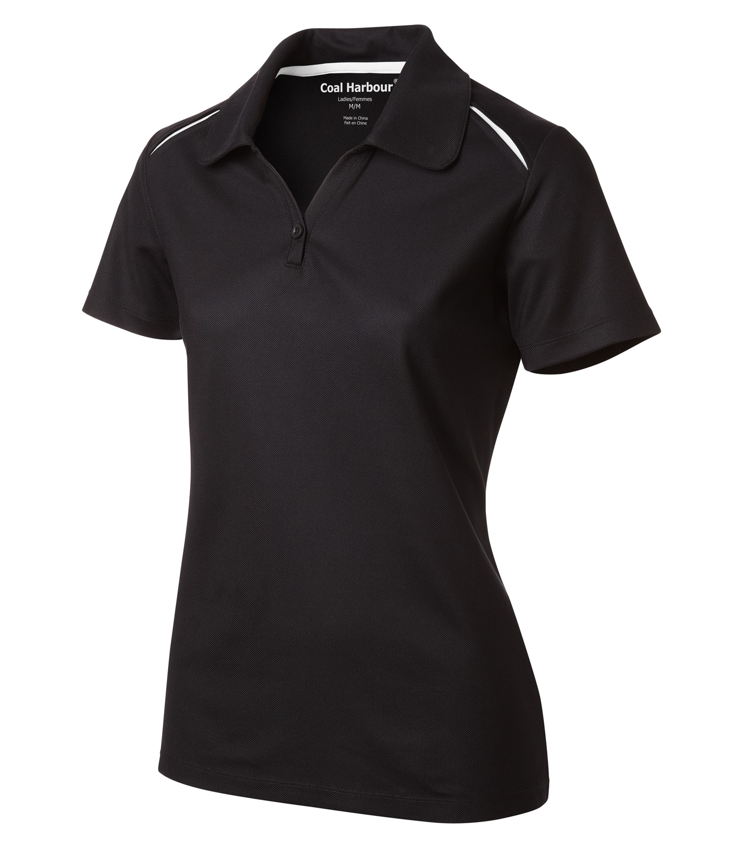 Coal Harbourᴹᴰ COAL HARBOURᴹᴰ POLO RÉSISTANT AUX ACCROCS AVEC INSERTIONS DE COULEURS CONTRASTANTES POUR FEMMES - L4002 Black-White