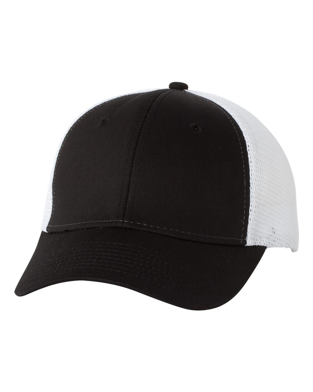 Valucap Mesh-Back Twill Trucker Cap - VC400 Black- White