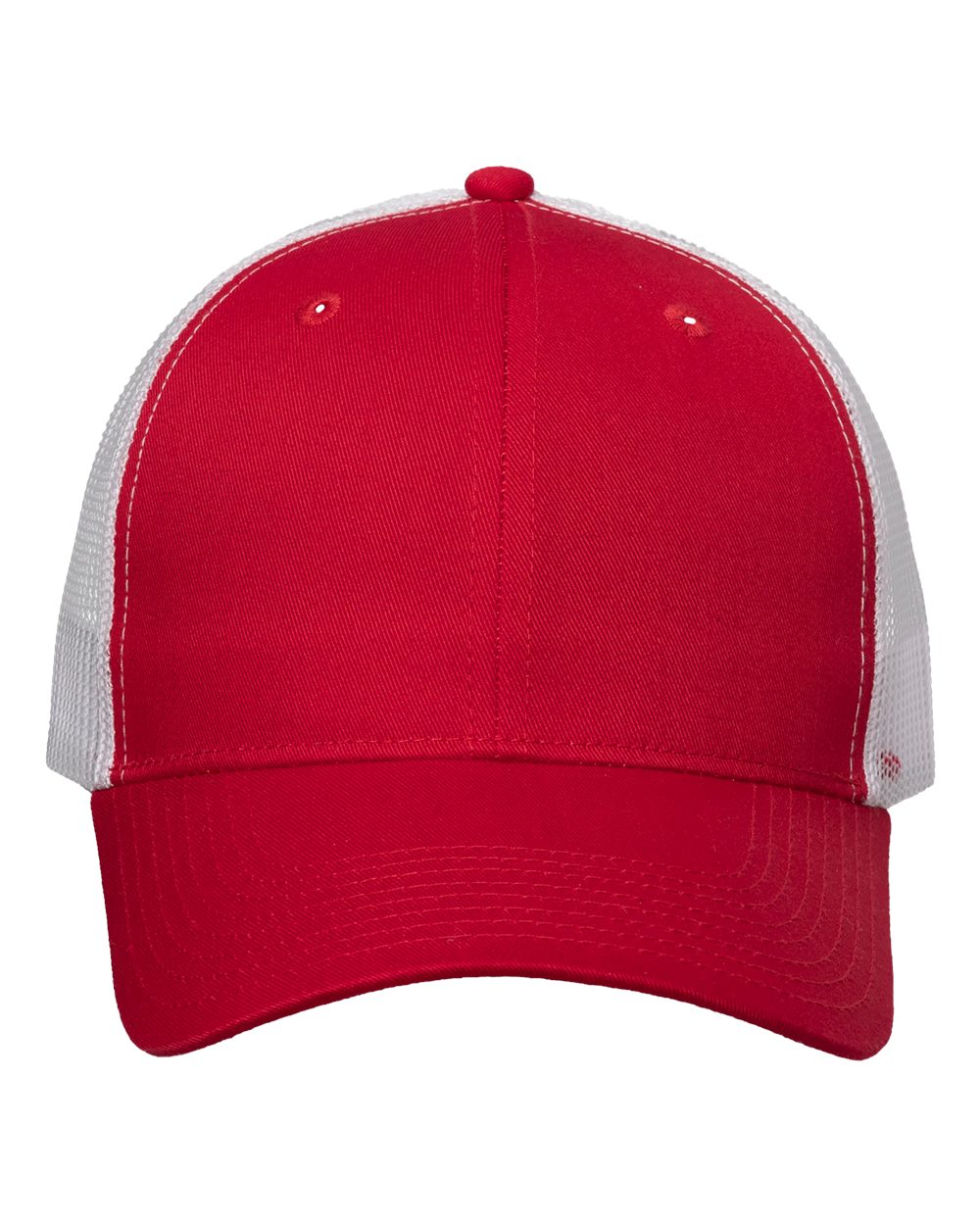 Valucap Mesh-Back Twill Trucker Cap - VC400 Red- White