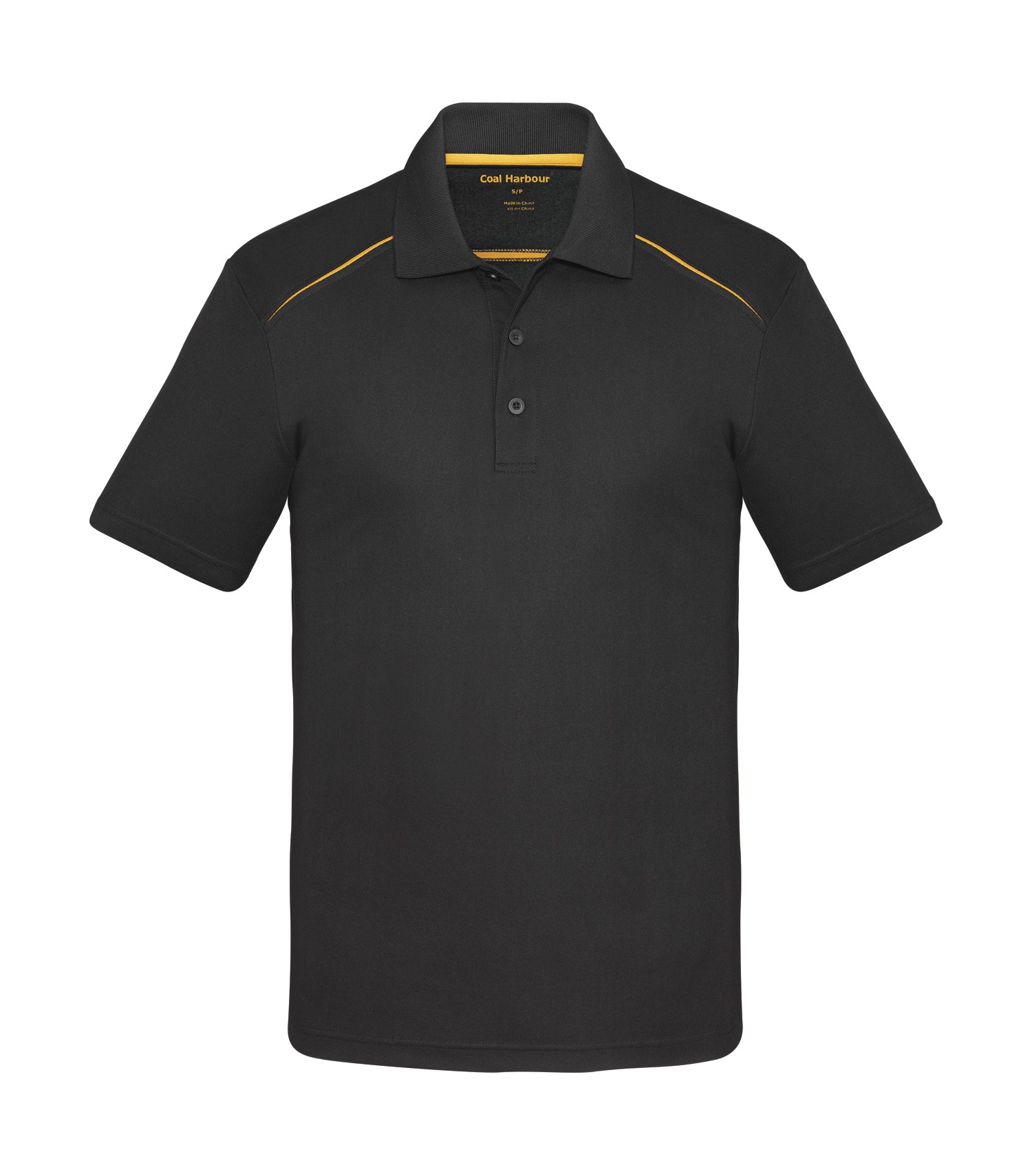 Coal Harbourᴹᴰ COAL HARBOURᴹᴰ POLO RÉSISTANT AUX ACCROCS AVEC INSERTIONS DE COULEURS CONTRASTANTES - S4002 Black-Gold