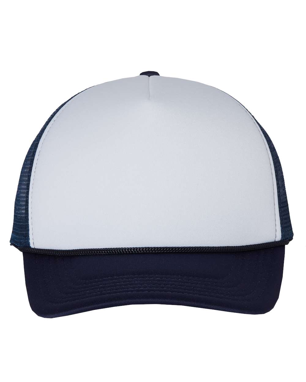 Valucap Foam Mesh-Back Trucker Cap - VC700 White- Navy