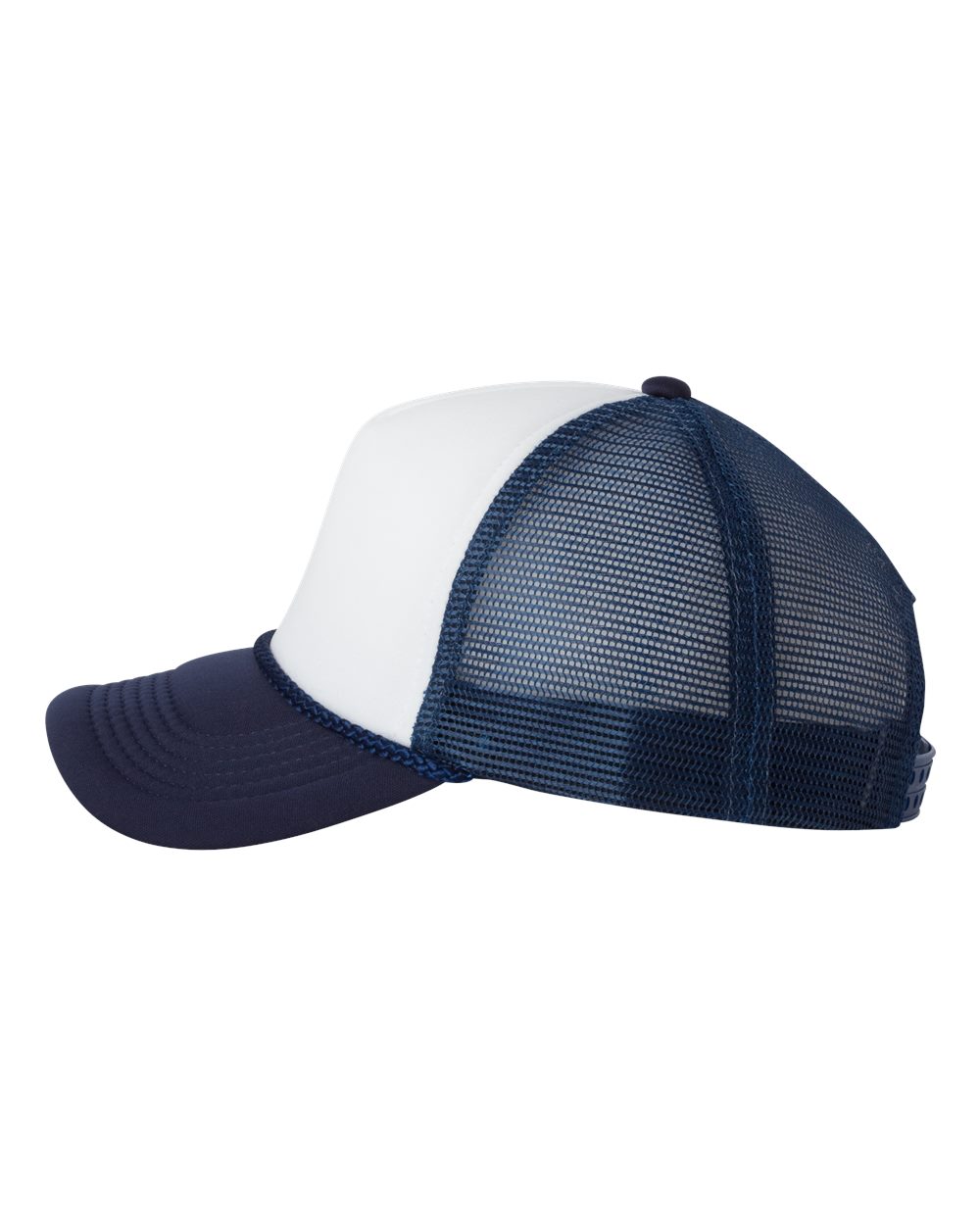 Valucap Foam Mesh-Back Trucker Cap - VC700 White- Navy