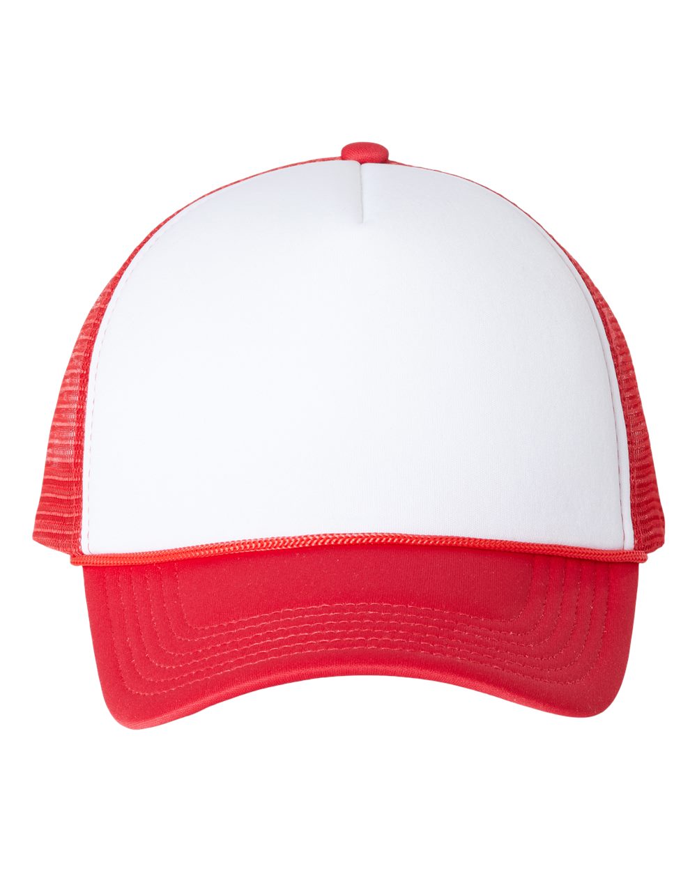 Valucap Foam Mesh-Back Trucker Cap - VC700 White- Red