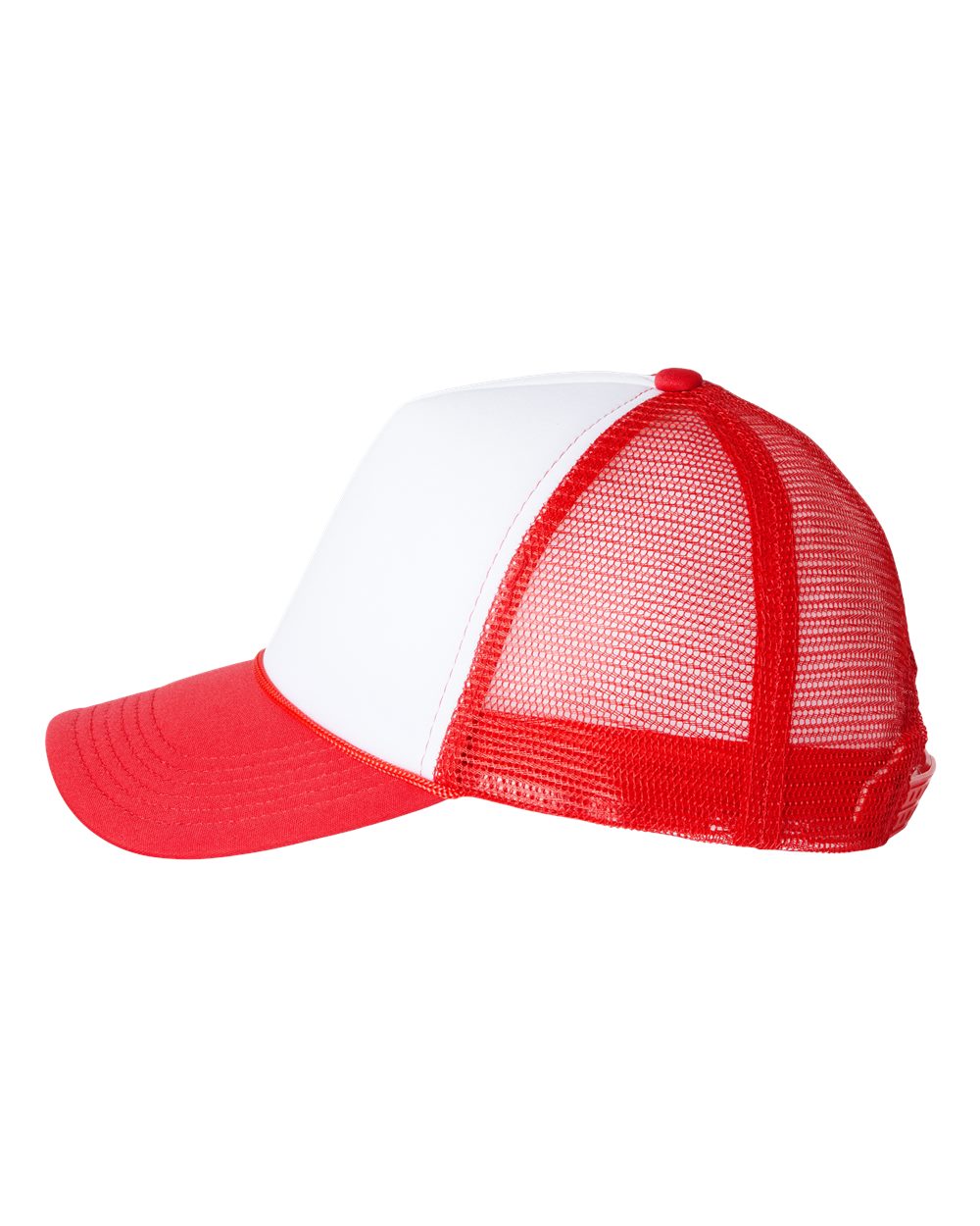 Valucap Foam Mesh-Back Trucker Cap - VC700 White- Red