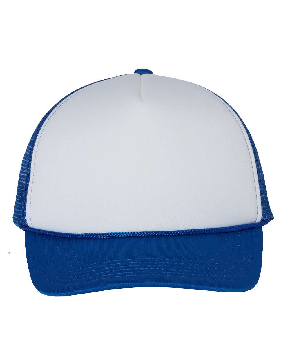 Valucap Foam Mesh-Back Trucker Cap - VC700 White- Royal