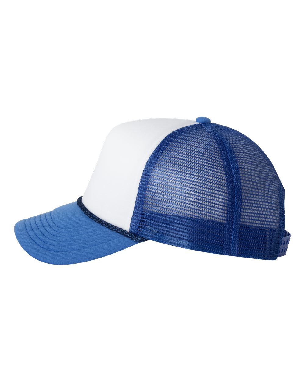 Valucap Foam Mesh-Back Trucker Cap - VC700 White- Royal