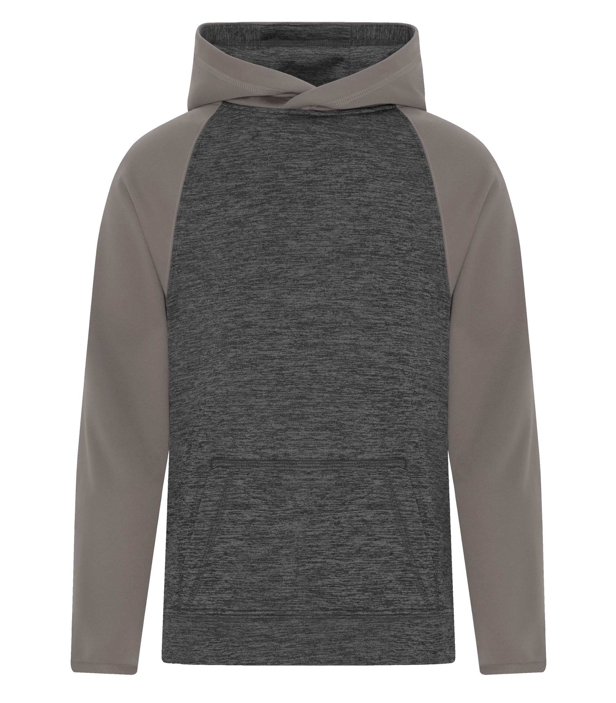 ATCᴹᶜ ATC™ DYNAMIC HEATHER FLEECE TWO TONE HOODED YOUTH SWEATSHIRT. Y2047 Charcoal Dynamic-Coal Grey