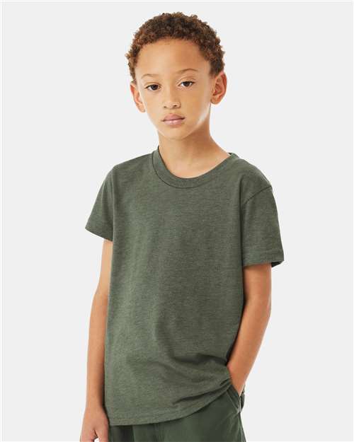 BELLA + CANVAS Youth CVC Jersey Tee - 3001YCVC Heather Military Green