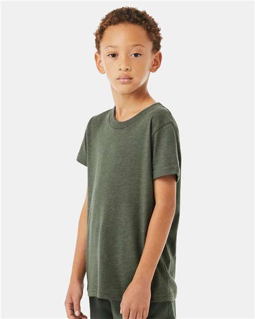 BELLA + CANVAS Youth CVC Jersey Tee - 3001YCVC Heather Military Green