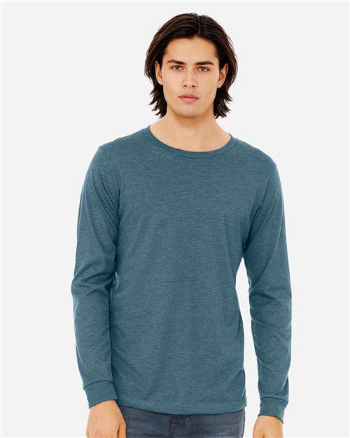 BELLA + CANVAS Heather CVC Long Sleeve Tee - 3501CVC Heather Deep Teal