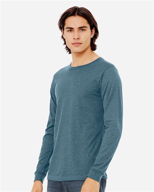 BELLA + CANVAS Heather CVC Long Sleeve Tee - 3501CVC Heather Deep Teal