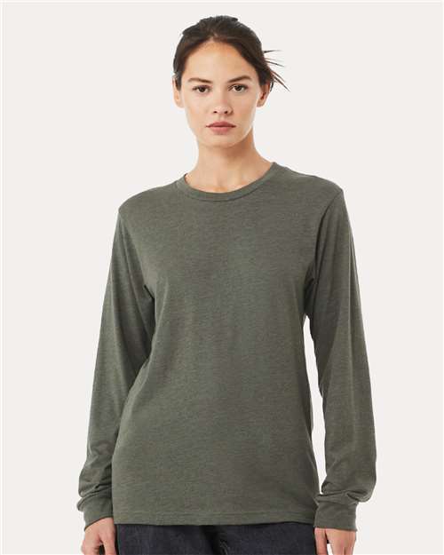 BELLA + CANVAS Heather CVC Long Sleeve Tee - 3501CVC Heather Military Green