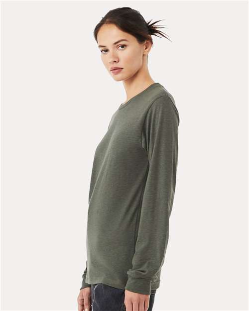 BELLA + CANVAS Heather CVC Long Sleeve Tee - 3501CVC Heather Military Green