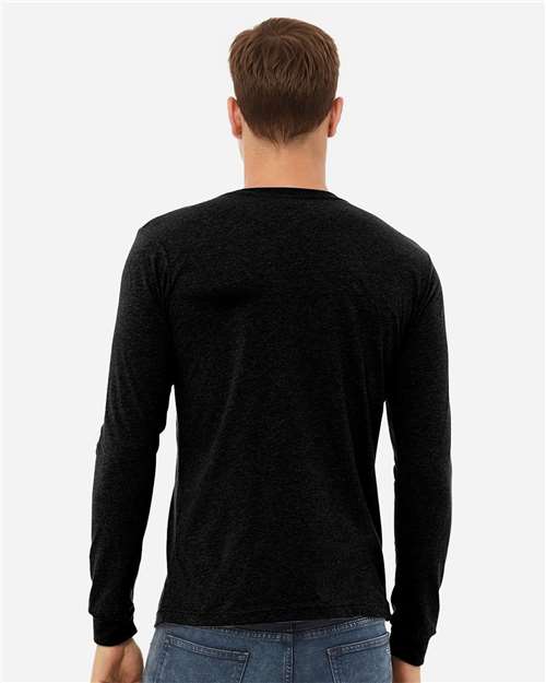 BELLA + CANVAS Heather CVC Long Sleeve Tee - 3501CVC Solid Black Blend