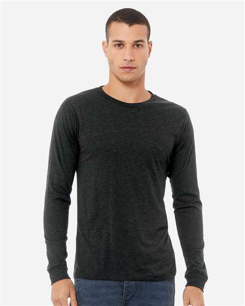 BELLA + CANVAS Unisex Triblend Long Sleeve Tee - 3513 Charcoal Black Triblend