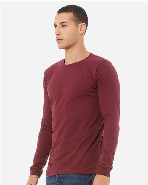 BELLA + CANVAS Unisex Triblend Long Sleeve Tee - 3513 Maroon Triblend