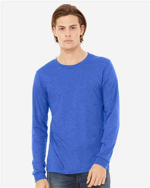 BELLA + CANVAS Unisex Triblend Long Sleeve Tee - 3513 True Royal Triblend